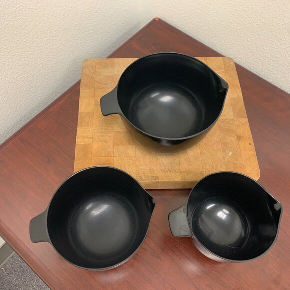 BOWLS - Vintage Copco Nesting Bowls black Set Of 3 Melamine Non-Skid Bottom - Picture 5 of 14